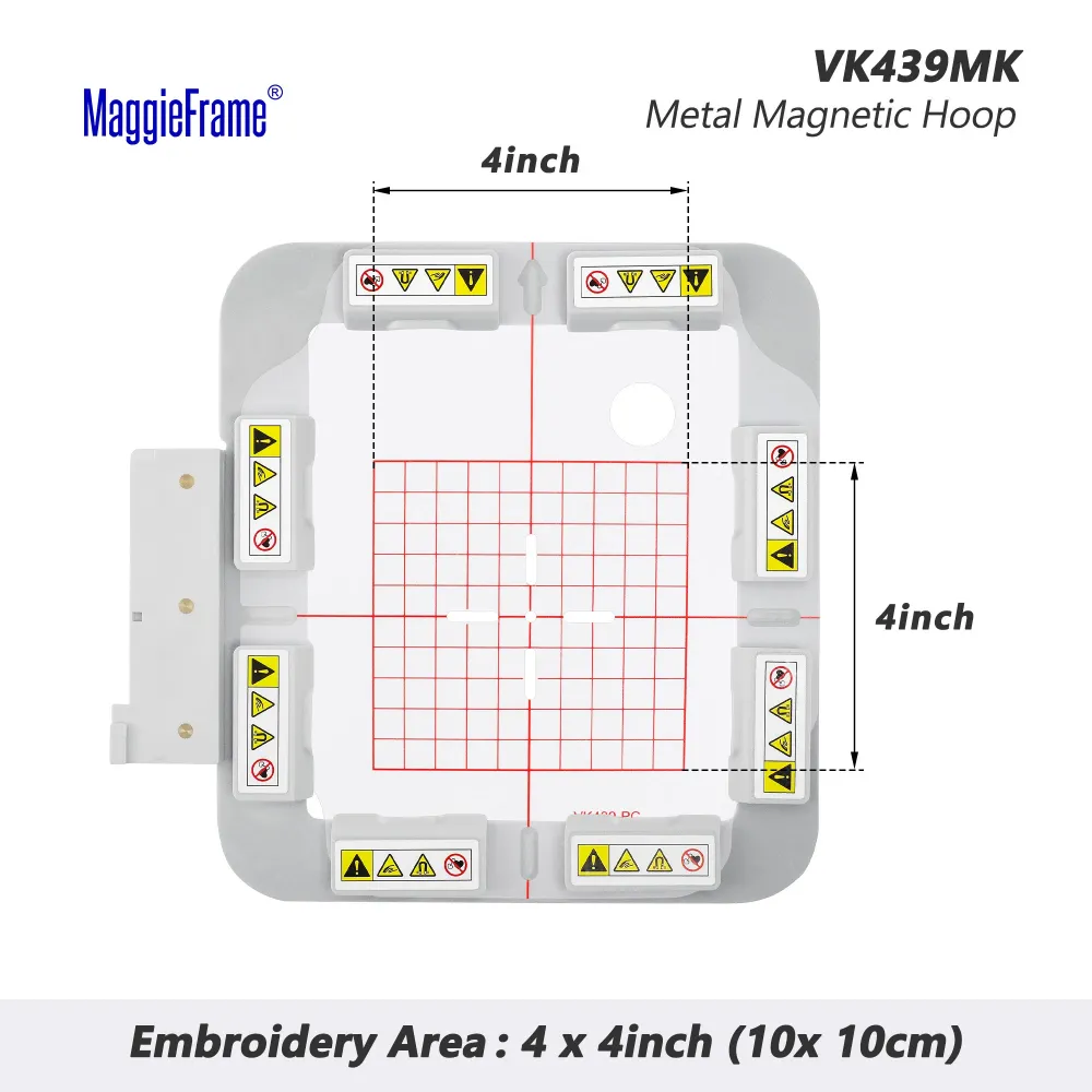MaggieFrame mágneses hímzőráma Husqvarna Viking és Pfaff hímzőgépekhez – fém sash keret 4×4″ (100×100 mm)