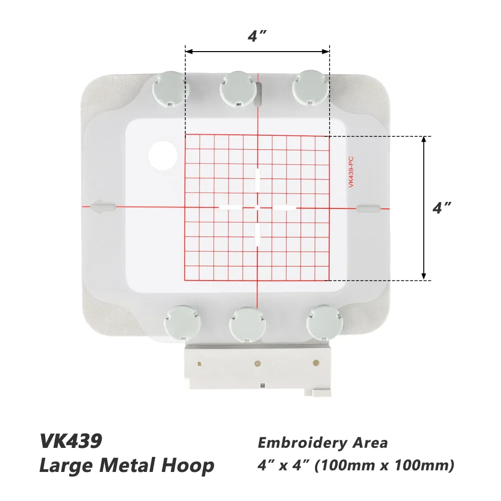 VK439 mágneses fém hímzőkeret Husqvarna Viking és Pfaff hímzőgépekhez (4×4″ / 100×200 mm)