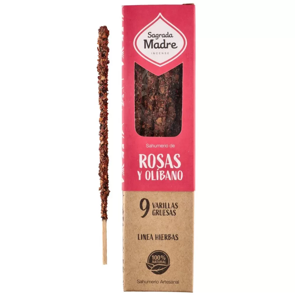 Rózsa és Olibanum illatos pálcikák 17 cm - Sagrada Madre