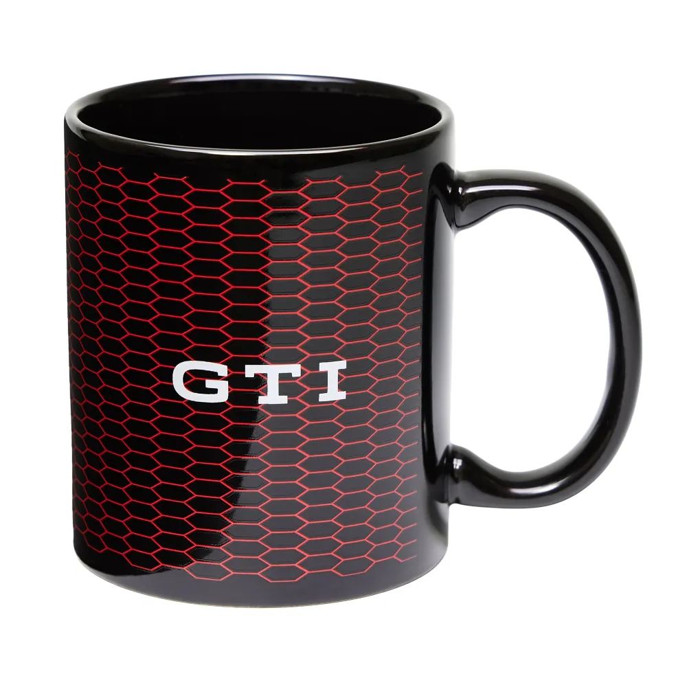 VW bögre GTI kollekció, 300ml bögre, kávéscsésze, fekete, piros GTI logóval, 3A5069601A