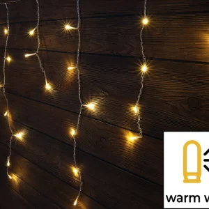 Karácsonyi jégcsap fényfüggöny, kültéri/beltéri 230VAC, 5+5M, 125LED, 3,6W, 2600-2700K, IP44