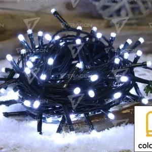Tracon Karácsonyi fényfüzér, kültéri/beltéri, 230VAC, 2+10M, 100LED, 3,6W, 12000-13000K, IP44