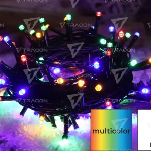 Tracon Karácsonyi programozható fényfüzér,színes,kül/beltér, 230VAC, 2+10M, 100LED, 3,6W, RGB, IP44