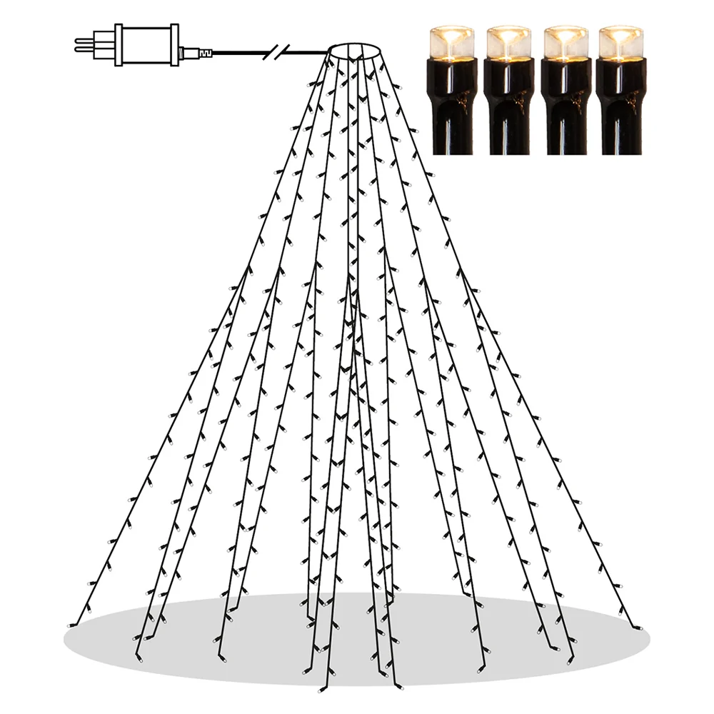 CHRISTMAS LIGHT 8 ágú 360 LED-es karácsonyfa izzó 200 cm