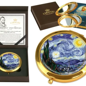 Kis kézitükör nagyítós fém keretben van Gogh Csillagos Éj