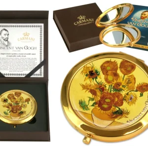 Kis kézitükör nagyítós fém keretben van Gogh Napraforgók