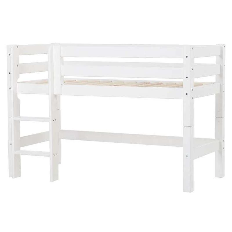 Hoppekids ECO Luxury - Félmagas ágy háttámlával - Egyenes létra (Több méretben) - Alabástrom