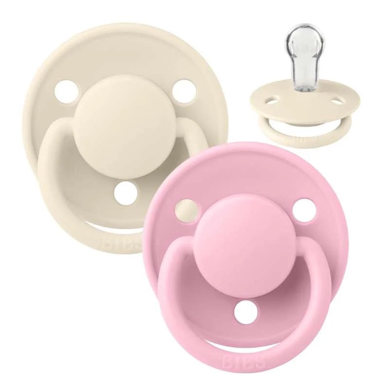 BIBS De Lux Sut - 2-Pak - Onesize - Silikone - Ivory/Baby Pink Suction Cups