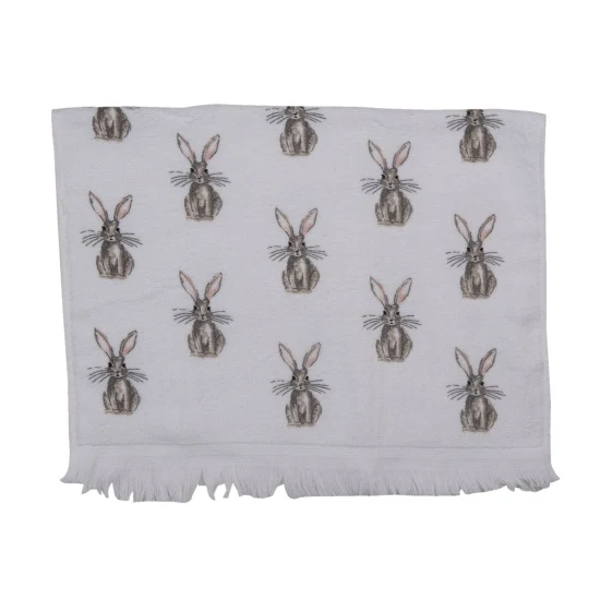 Vintage húsvéti nyuszi mintás pamut konyhai kéztörlő Rustic Easter Bunny