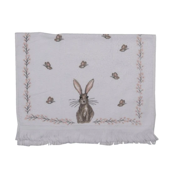 Vintage húsvéti nyuszi mintás pamut konyhai kéztörlő Rustic Easter Bunny
