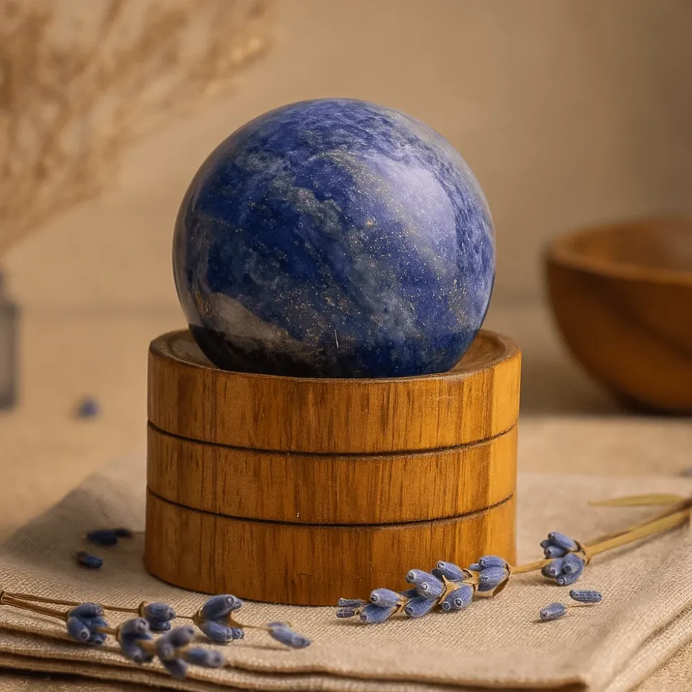 Afgán lápisz lazuli gömb 40mm állvánnyal