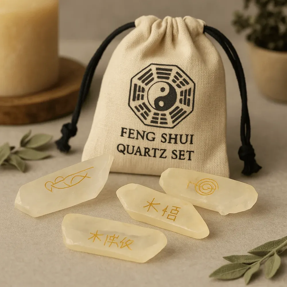 Kvarckristály készlet 4 darabos Feng Shui szimbólumok