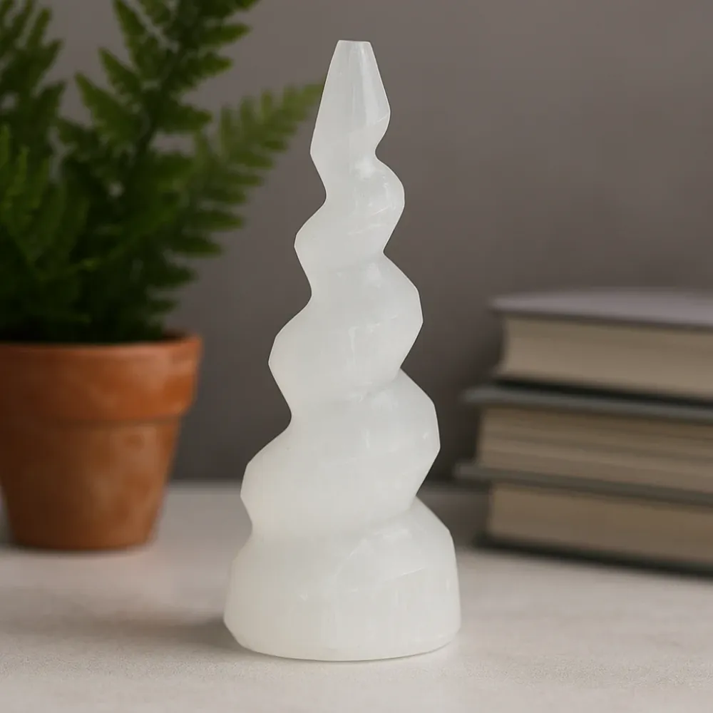 Szelénit torony spirál unikornis szarv 10 cm