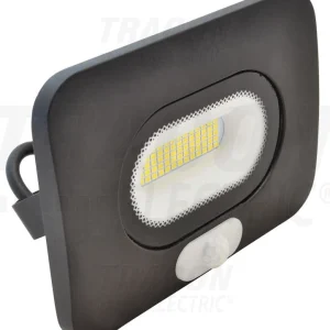 Tracon LED reflektor, RSMDLM széria Fekete Mozgásérzékelővel 220-240V AC, 10W, 4000K, IP65, 800lm, 110°, 3-10m, EEI=G RSMD...