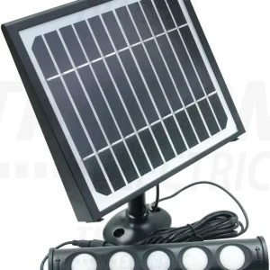 Tracon Napelemes LED reflektor mozgásérzékelő. Fekete 8W, 4000 K, 700 lm, IP65, 3,7 V 4000 mAh LSFLSP8W