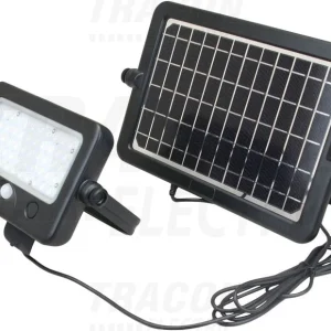 Tracon Napelemes LED reflektor mozgásérzékelő. S.szürke 10 W, 4000 K, 1100 lm, IP65, 3,7 V 7200 mAh LSFLK10W