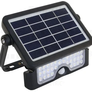 Tracon Napelemes LED reflektor mozgásérzékelő. S.szürke 5 W, 4000 K, 500 lm, IP65, 3,7 V 2×1500 mAh LSFL5W