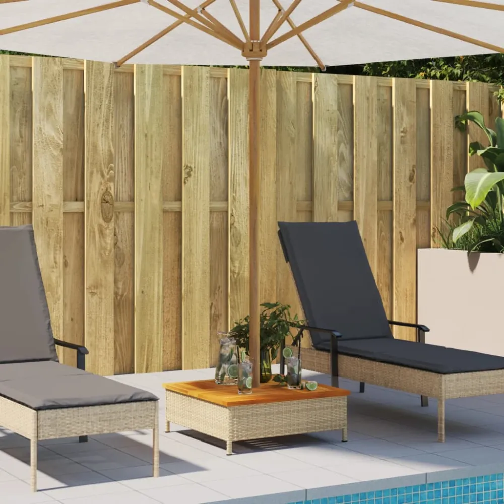 vidaXL bézs polyrattan és akácfa napernyőtalp-burkolat 70 x 70 x 25 cm
