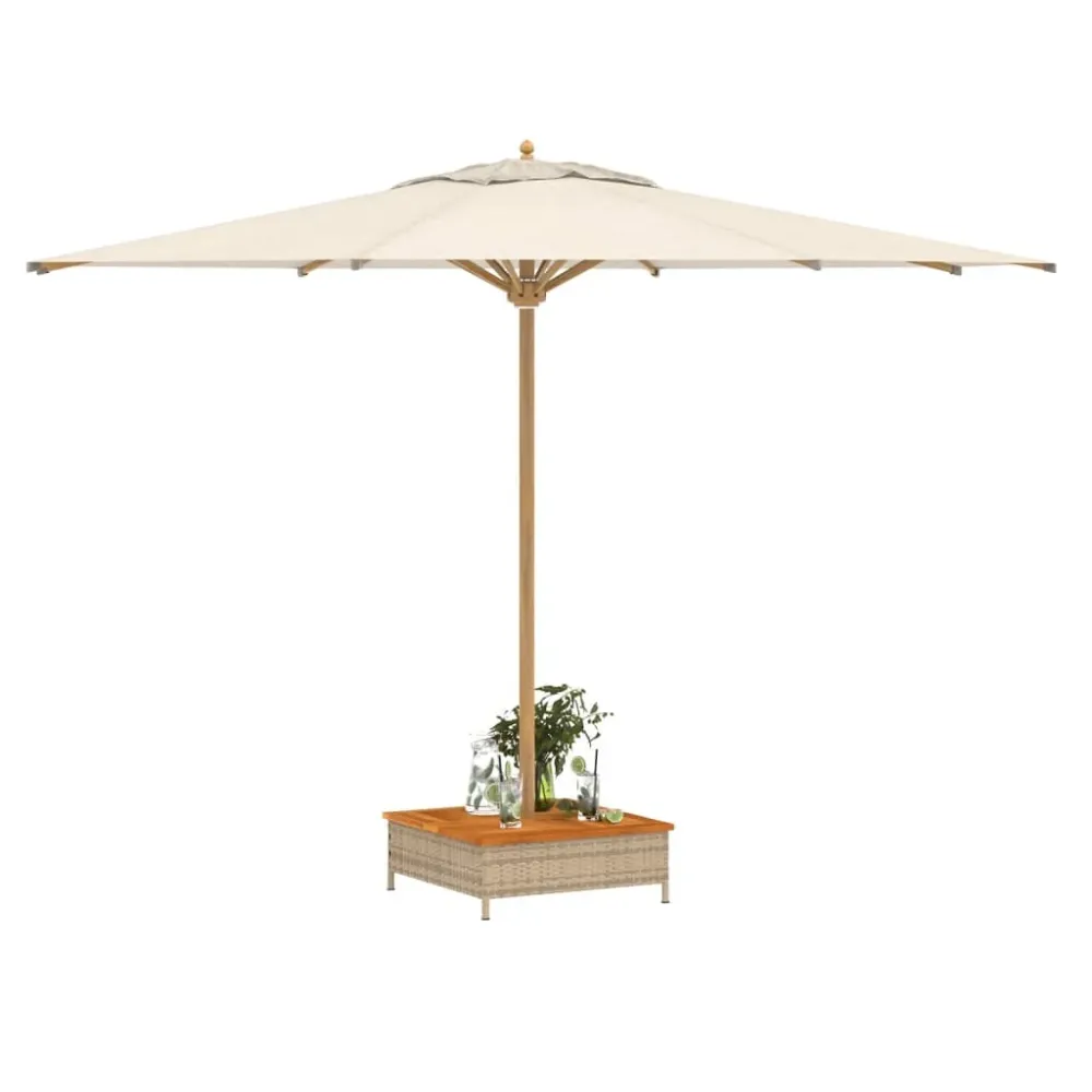 vidaXL bézs polyrattan és akácfa napernyőtalp-burkolat 70 x 70 x 25 cm