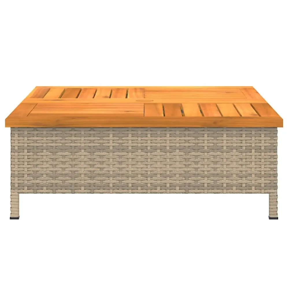 vidaXL bézs polyrattan és akácfa napernyőtalp-burkolat 70 x 70 x 25 cm