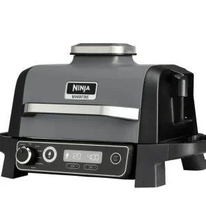 Ninja OG701EU Woodfire Elektromos BBQ, Grill, Air fryer & Füstölő, kültéri, 28cm x 38cm