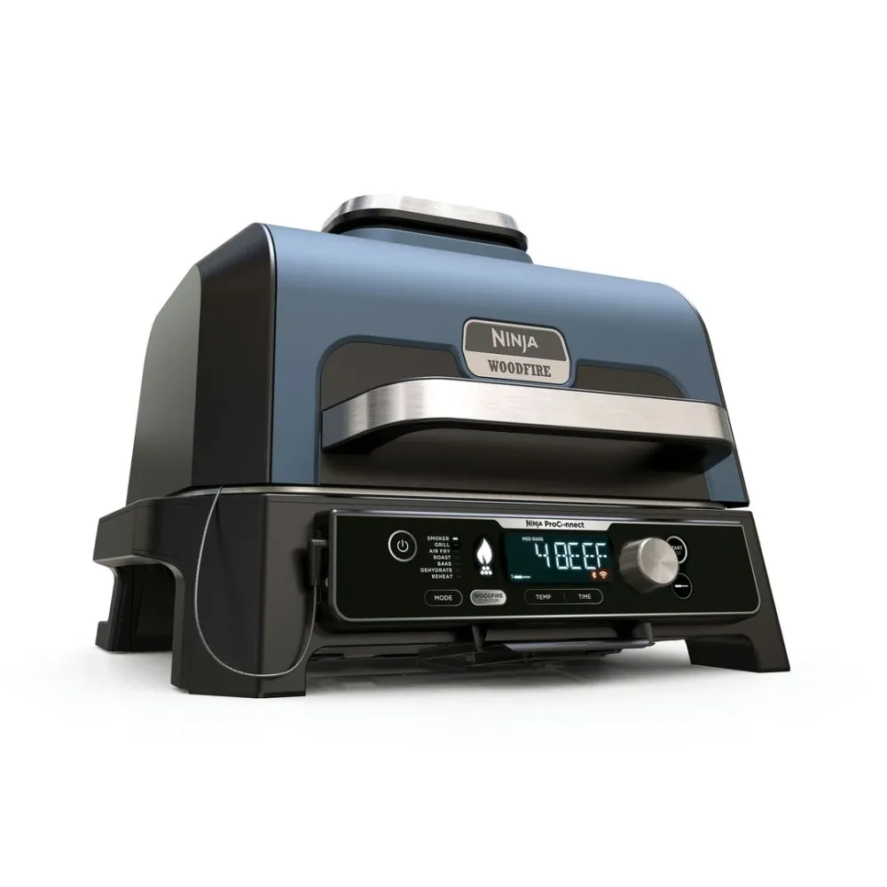Ninja OG901EU Woodfire Pro Connect XL, Elektromos BBQ, Grill, Air fryer & Füstölő, kültéri, 45cm x 31cm
