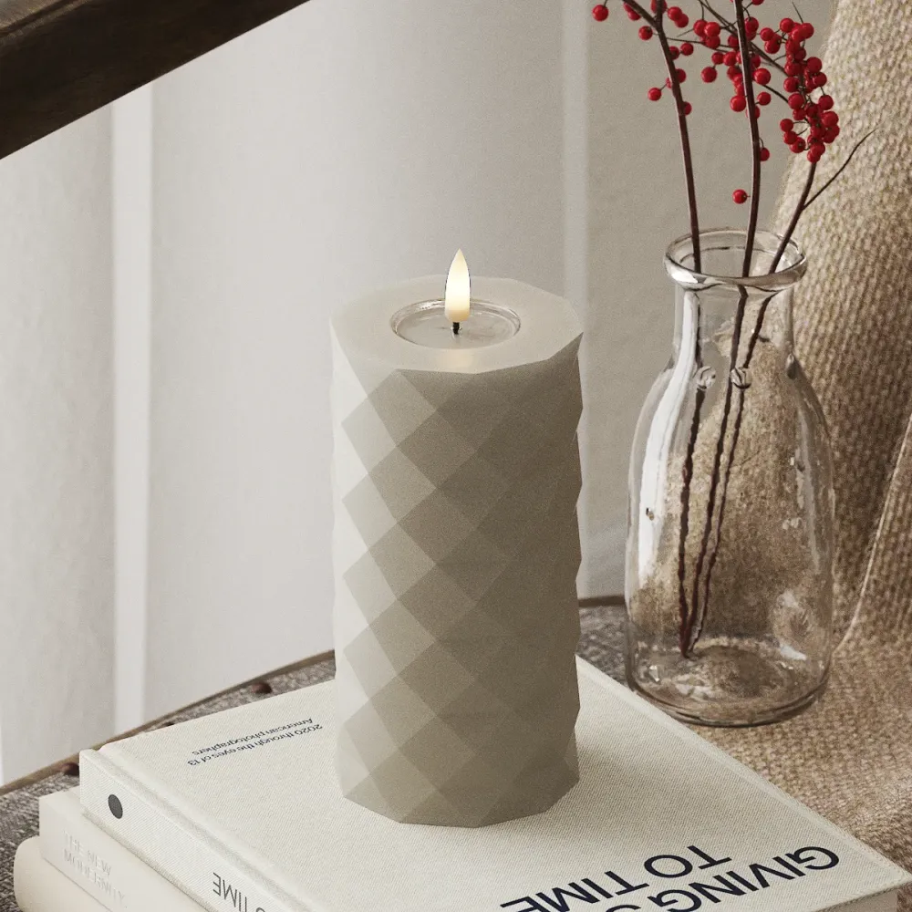 Square LED -blokk lámpák Ø 7,5 x 15 cm Homokszínű