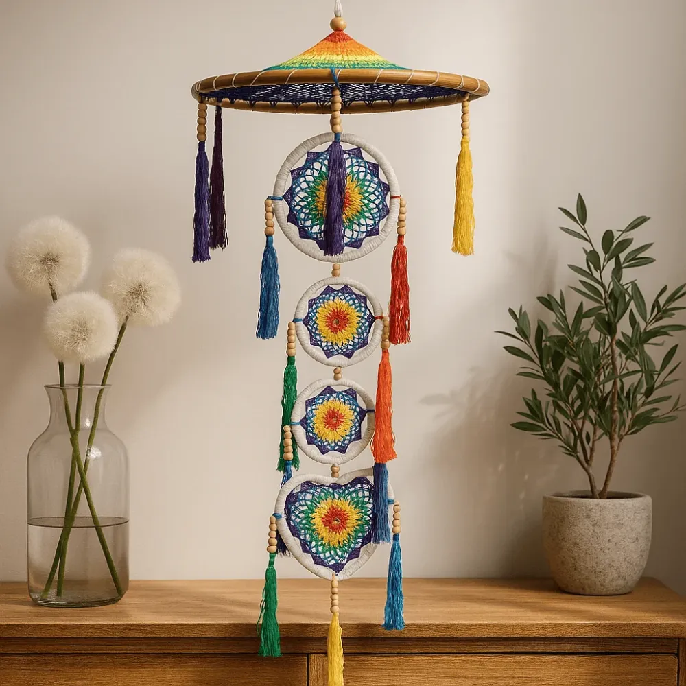 Álomfogó 120 cm-es falidísz – Élénk szivárvány
