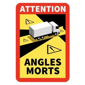 Matrica ANGLES MORTS 25x17 cm, TIR, laminált, UV-védő
