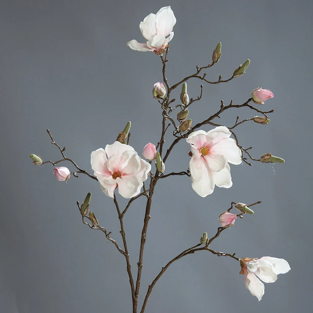 MAGNOLIA óriás rózsaszín mű magnólia ág 107 cm