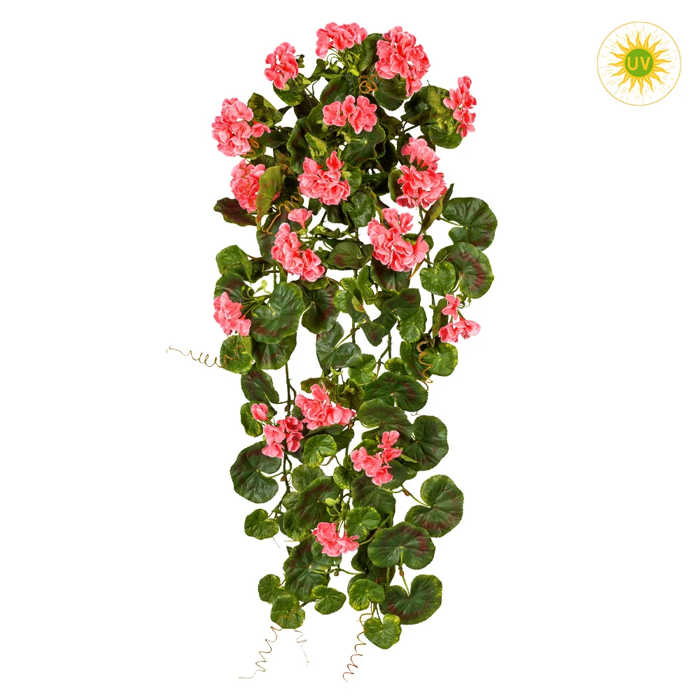 GERANIUM UV-álló halvány rózsaszín mű muskátli csüngő 80 cm