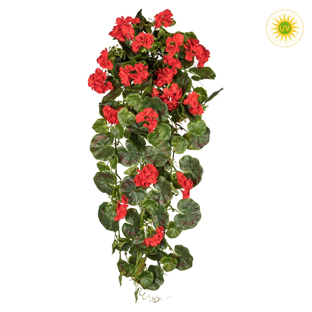 GERANIUM UV-álló piros mű muskátli csüngő 80 cm