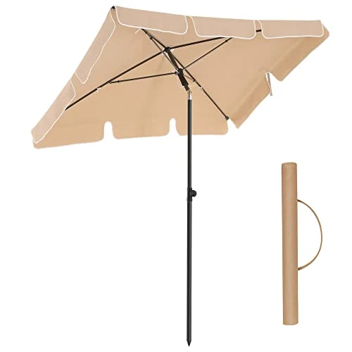 Téglalap alakú napernyő 2 × 1,25 m, UPF 50+ védelem, dönthető, talp nélkül, taupe