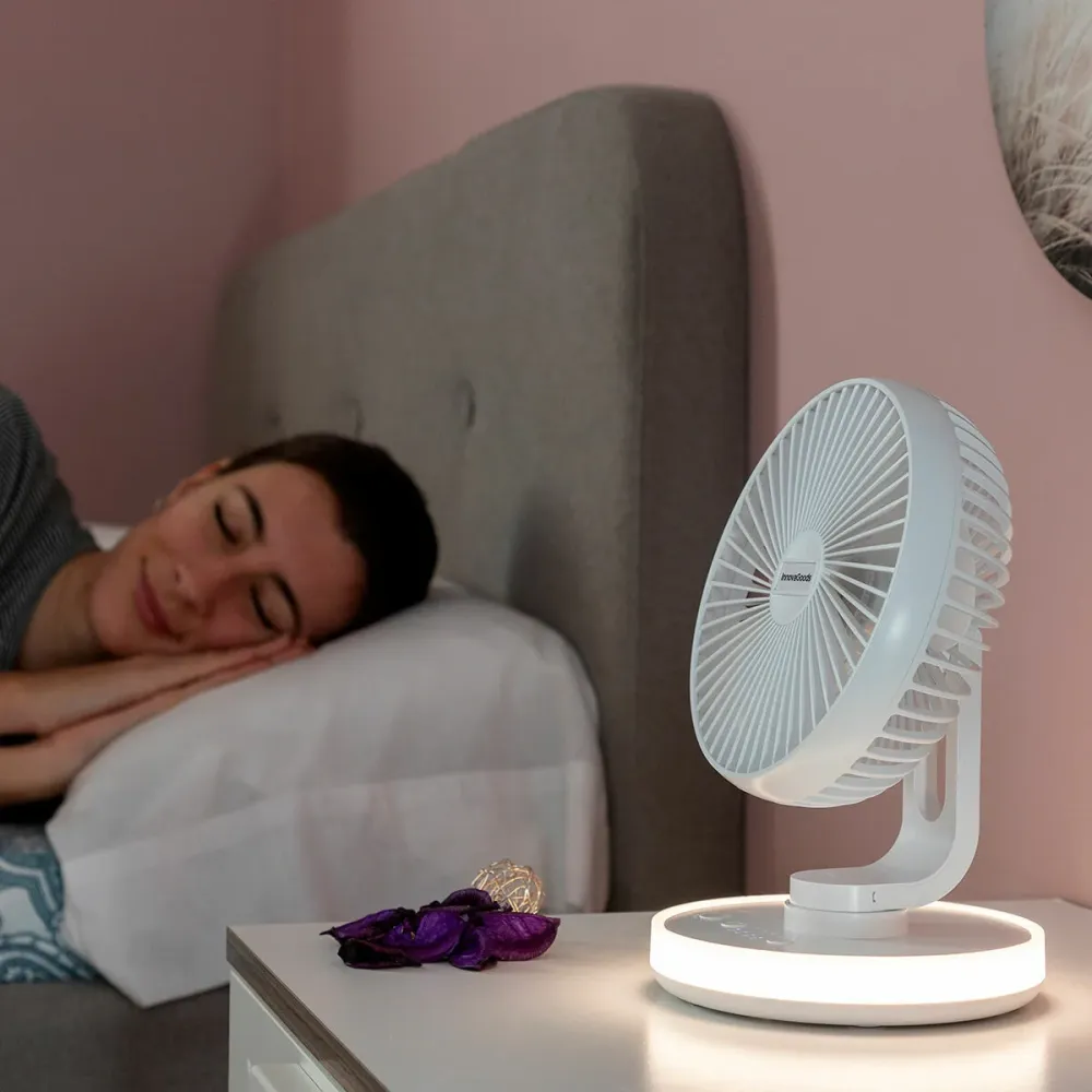 Újratölthető asztali ventilátor LED-del