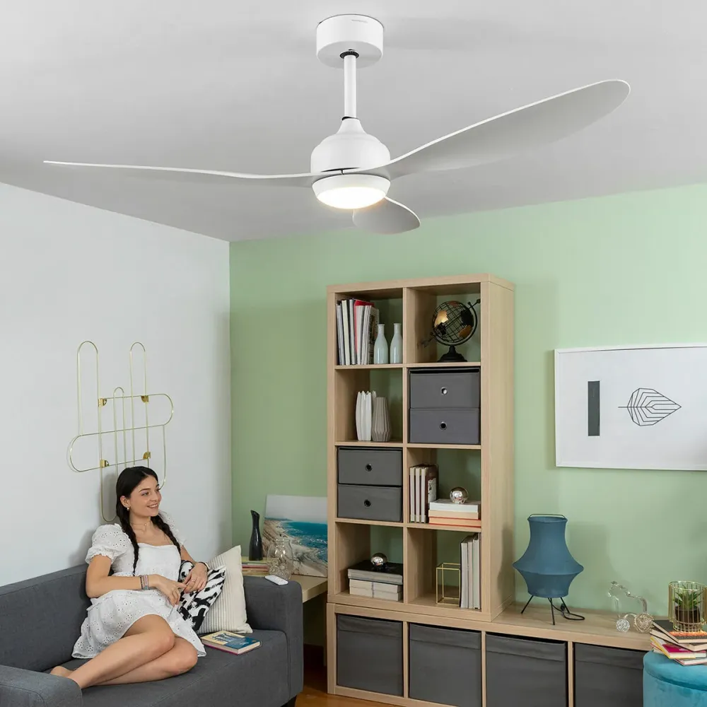 LED mennyezeti ventilátor 3 ABS lapáttal, fehér