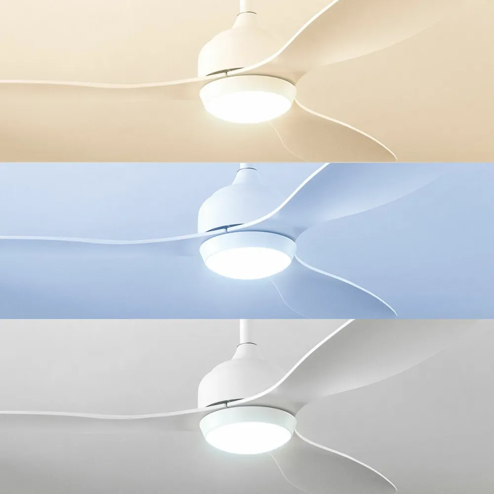 LED mennyezeti ventilátor 3 ABS lapáttal, fehér