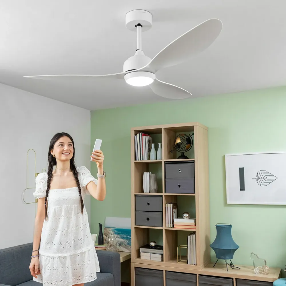 LED mennyezeti ventilátor 3 ABS lapáttal, fehér