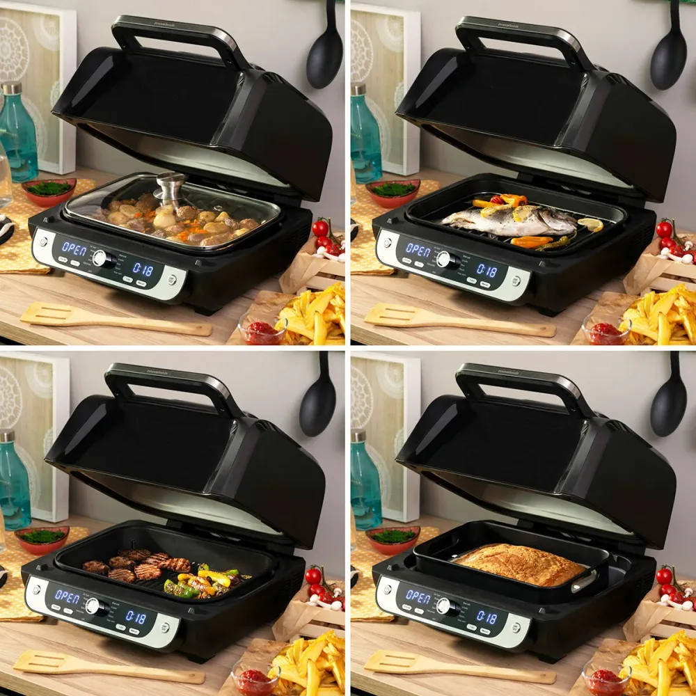 Légkeveréses fritőz grillel, tartozékokkal és receptkönyvvel Fryinn 12 az 1-ben