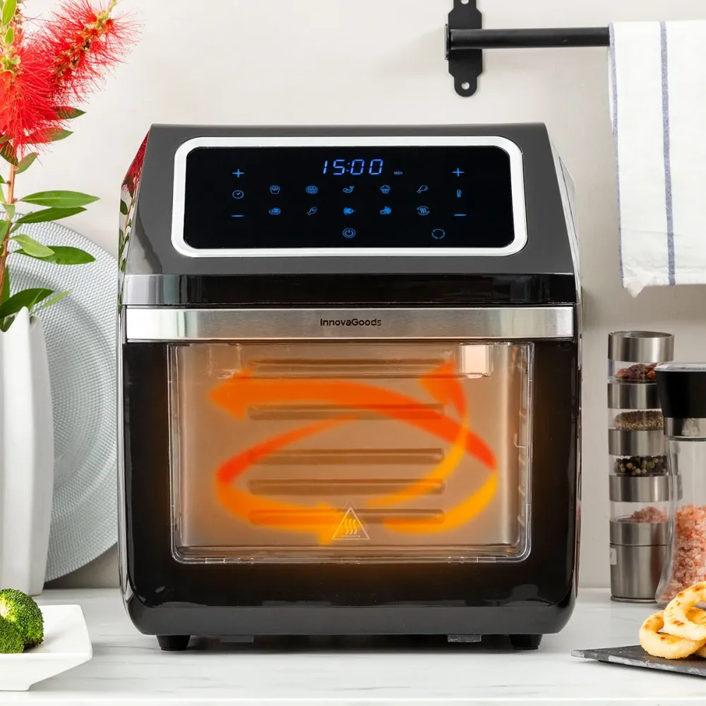 Pro Max Air Fryer, fekete, 12 literes, rozsdamentes acél