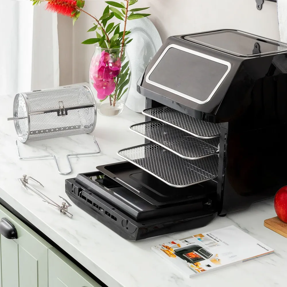 Pro Max Air Fryer, fekete, 12 literes, rozsdamentes acél