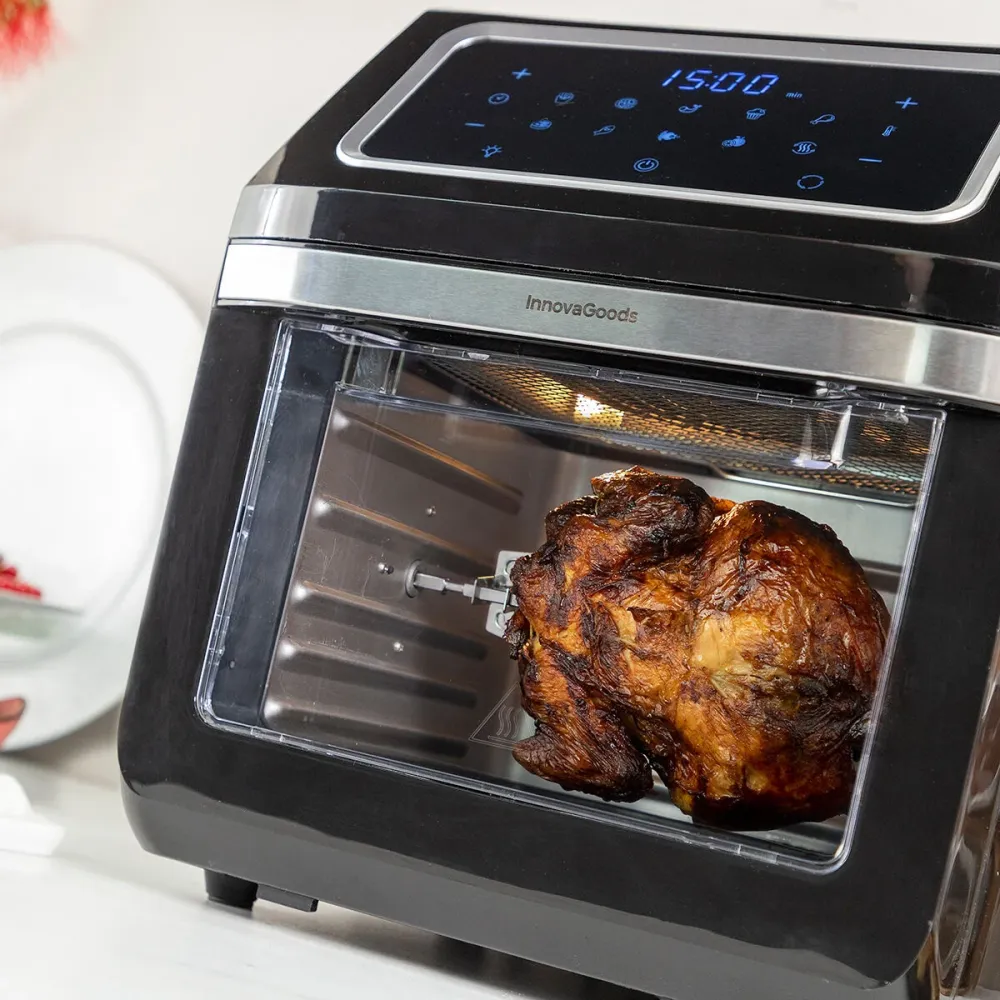 Pro Max Air Fryer, fekete, 12 literes, rozsdamentes acél
