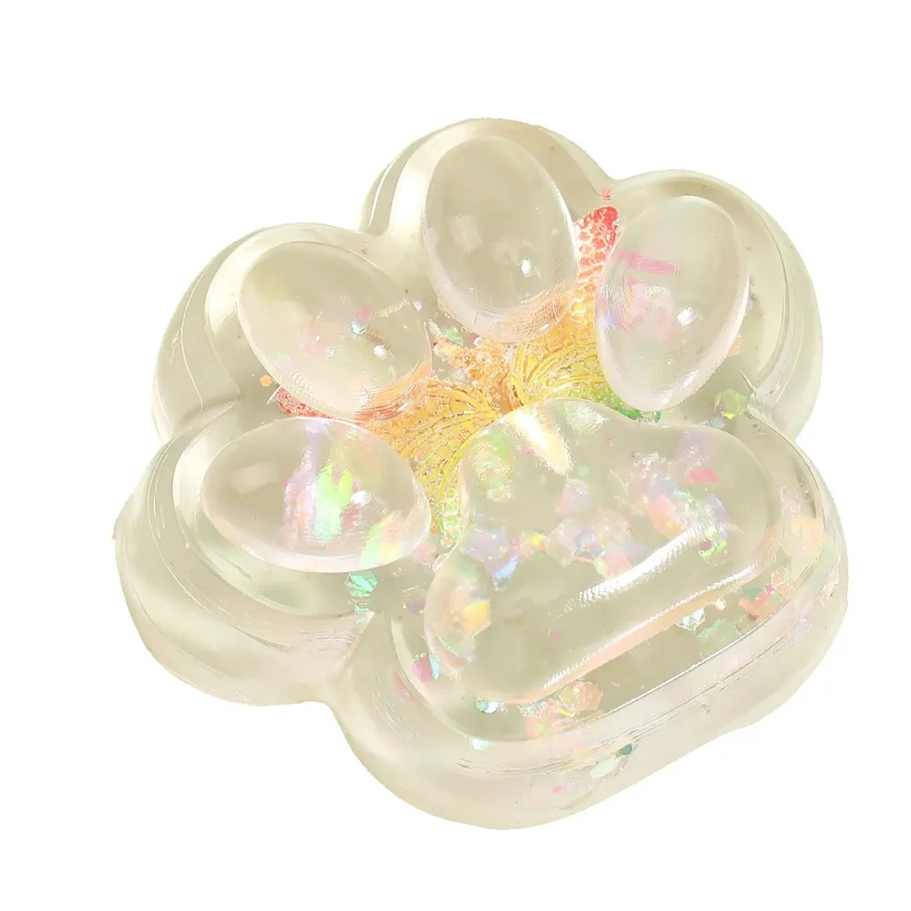 Antistress Squishy játék, Vivimall, Bolyhos macskamancs, lassan visszanyerő, 7 x 6,5 cm, Pillangó modell, Többszínű
