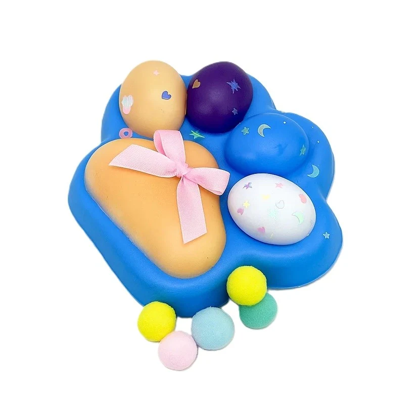 Antistress Squishy játék, Vivimall, Lassan Visszaálló, Squeeze Toys, Macskamancs mintás, 12.5x10.5 cm, 220g, +3 Év, TPR-bő...