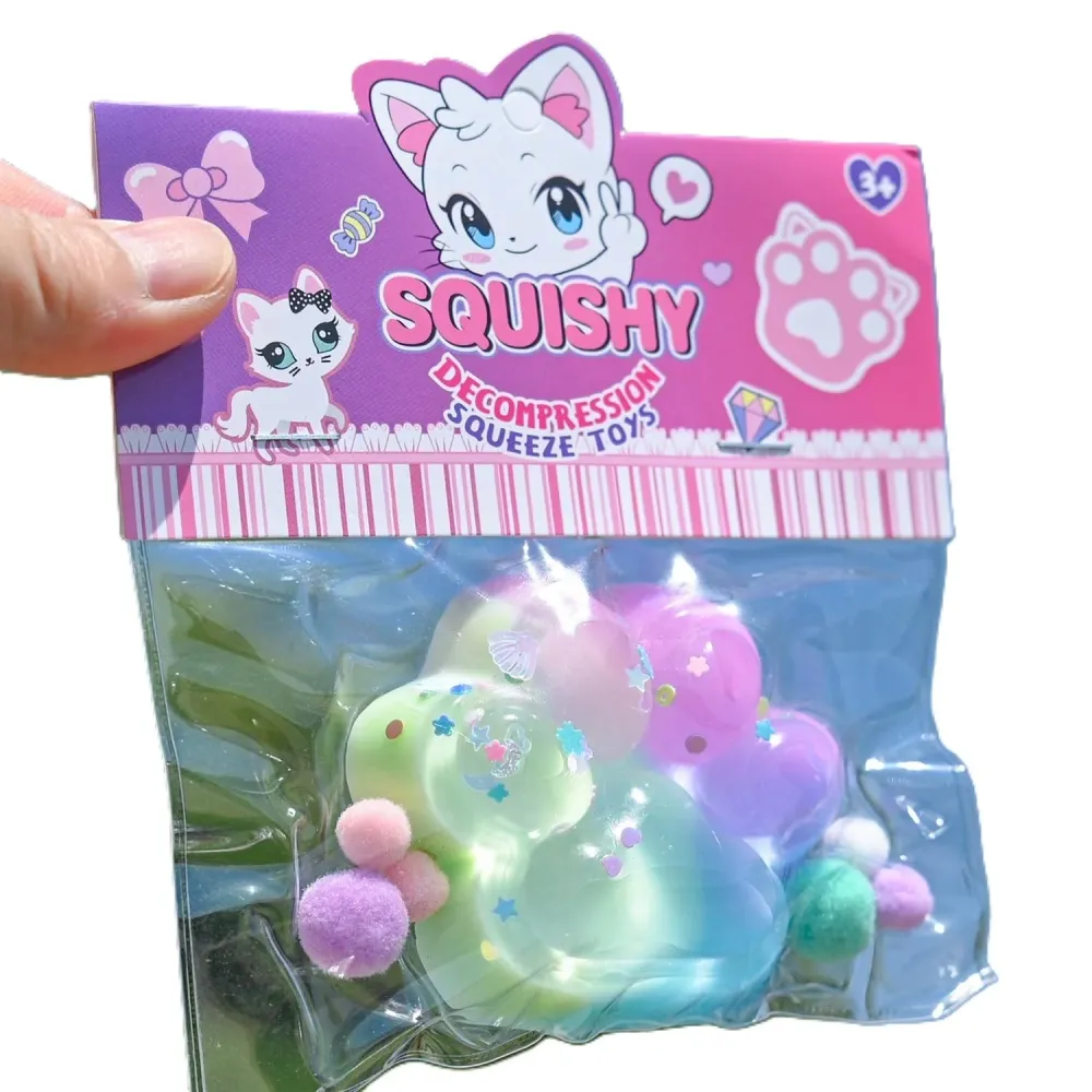 Antistress Squishy játék, Vivimall, Macskamancs Squeeze Toys, lassú visszatéréssel, 7.5 cm, 270521-es modell, többszínű