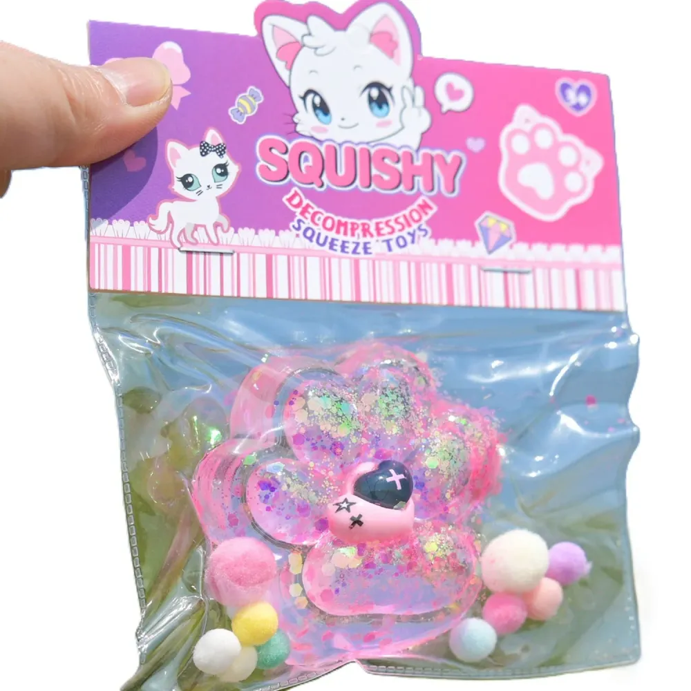 Antistress Squishy játék, Vivimall, Macskamancs Squeeze Toys, lassú visszatéréssel, 7.5 cm, 270519-es modell, többszínű