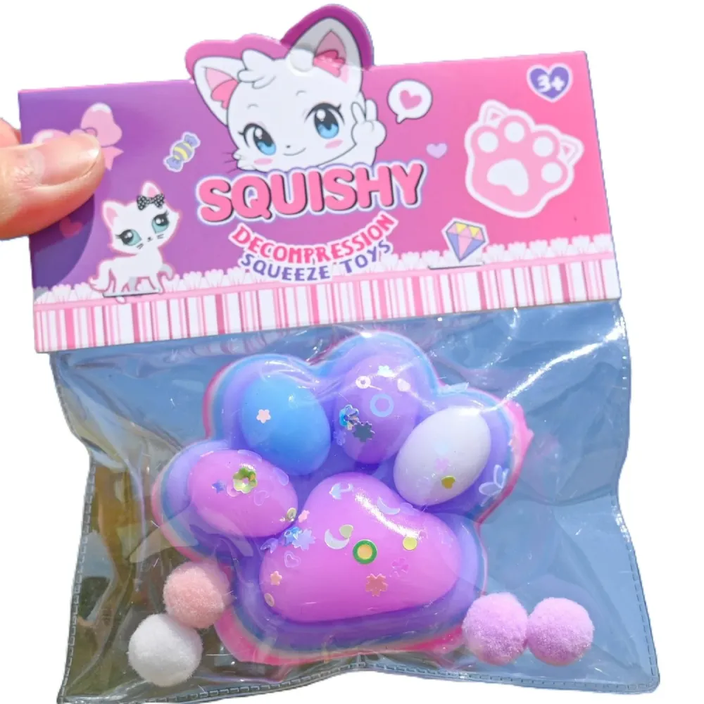 Antistress Squishy játék, Vivimall, Macskamancs Squeeze Toys, lassú visszatéréssel, 7.5 cm, 270516-os modell, többszínű
