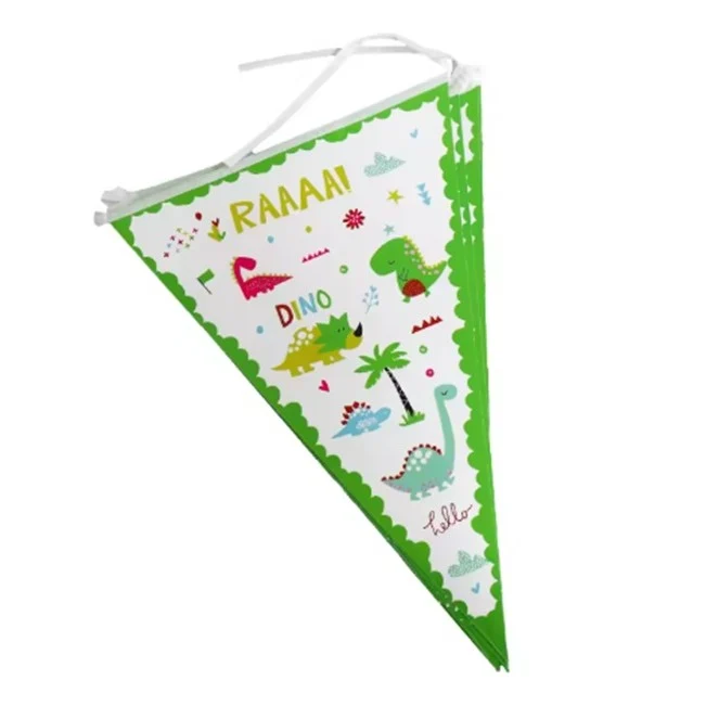 10 darab Vivimall zászlófüzér, Dino Park kollekció, 28,5 x 20 cm, bevont papír, többszínű