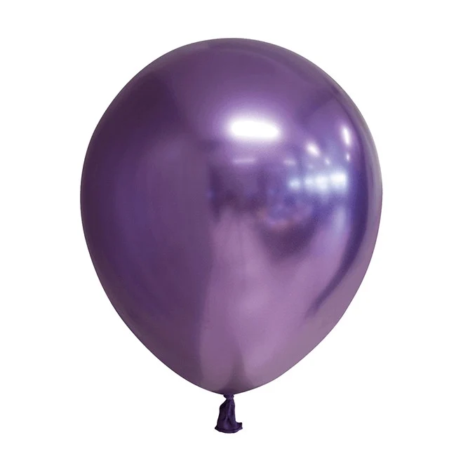 12 darabos léggömb készlet, Vivimall, króm latex, 25 cm, lila