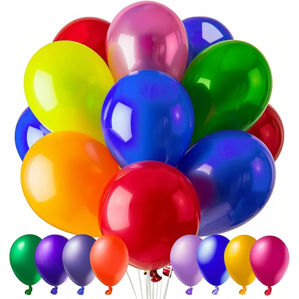 50 db-os Latex Lufi Készlet, Többszínű, 7X Kék, 7X Zöld, 7X Sárga, 7X Lila, 7X , 7X Rózsaszín, 8X Piros, 23 Cm, 1.4 G