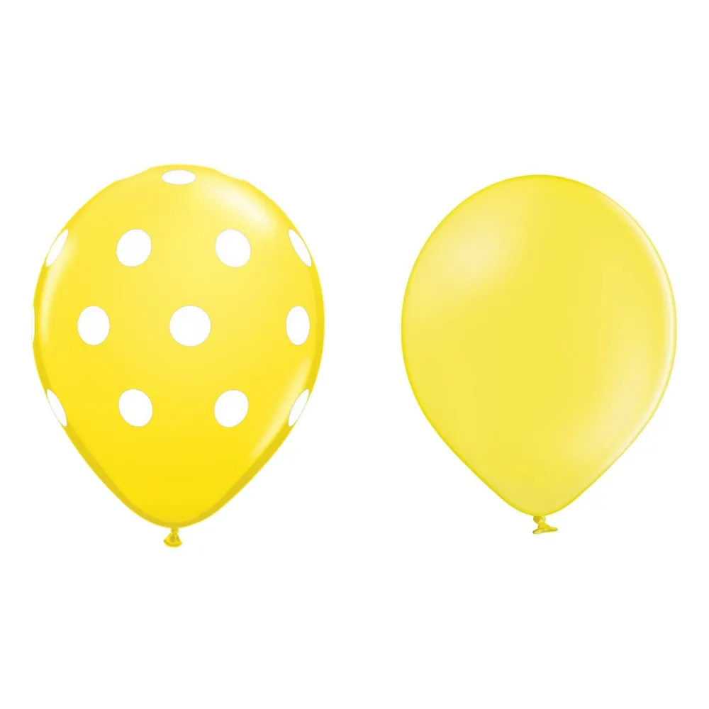 10 db-os latex lufi szett, Vivimall, Party pöttyös és egyszínű modell, 30 cm, sárga, 2,8 g